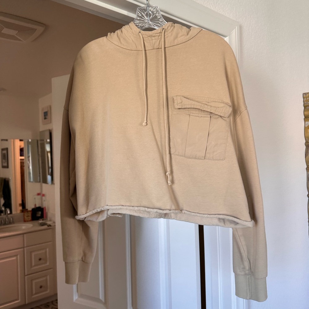 Urban Outfitters Cropped Beige Hoodie